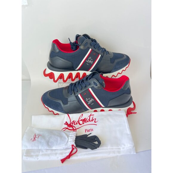 Christian Louboutin Nastroshark Low Top Men Sneakers Navy Blue Size 45 US12 - Picture 10 of 16